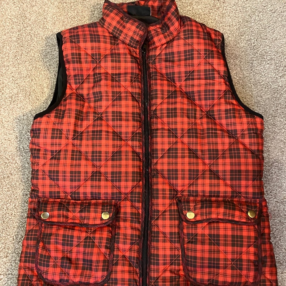 Plaid puffer vest